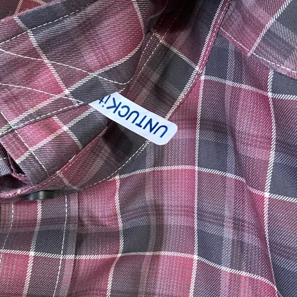 UNTUCKit Mens Red Check Cotton Wrinkle Free Lerman Casual Office Shirt- Sz-XL - Picture 9 of 16